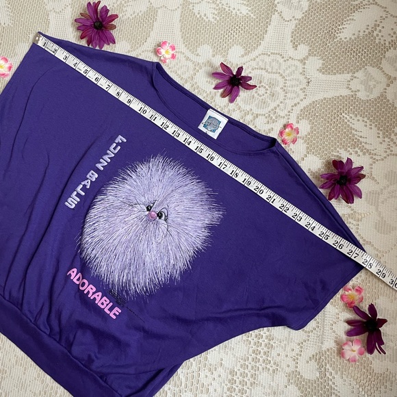 Vintage 80s retro rare Fuzz balls ADORABLE purple graphic tee - Picture 12 of 17